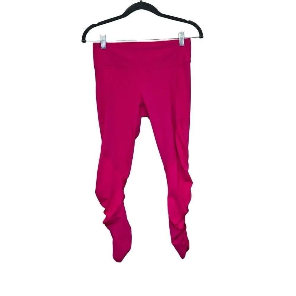 Fabletics hot pink PureLuxe ruched capri leggings size S